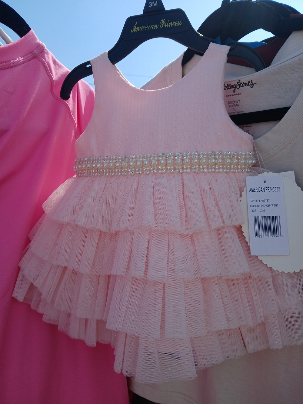 American Princess Baby Pink Ruffle Tulle Dress with Pearl Waist